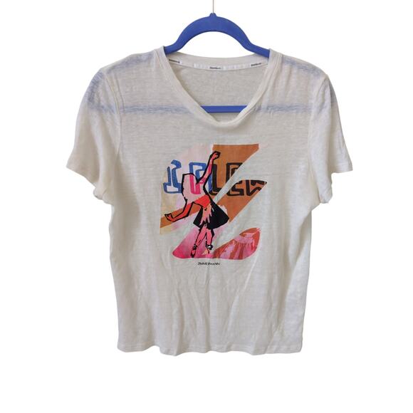 Zimmermann Ivory Linen Dancer Graphic Tee size 0 ( US Small) - Picture 1 of 6